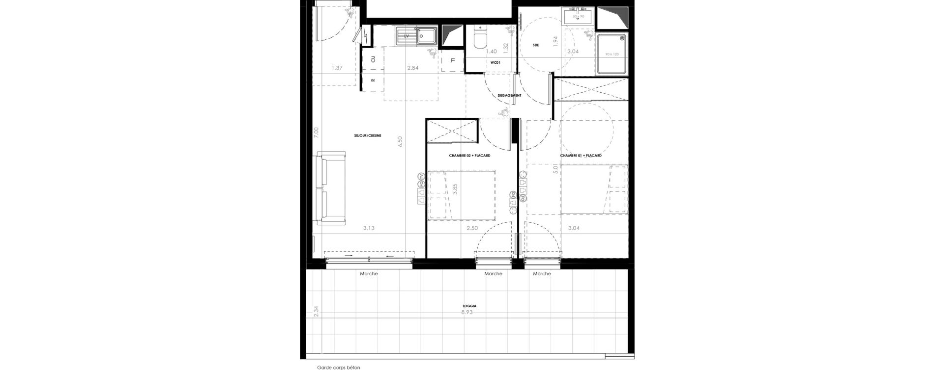 Appartement T3 de 56,62 m2 &agrave; Castries Centre