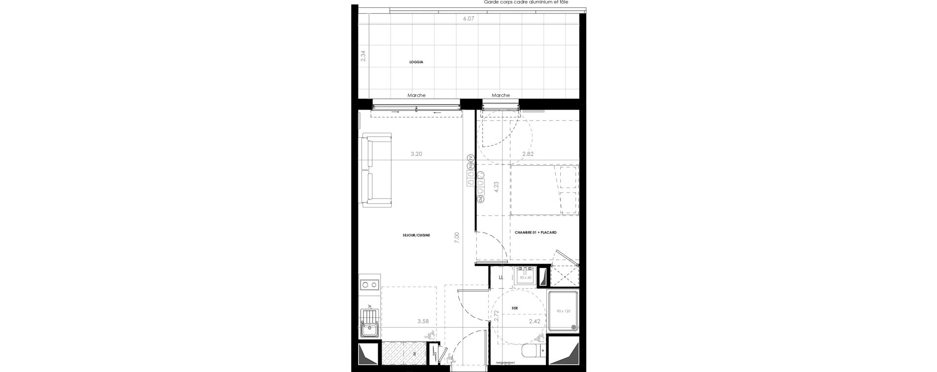 Appartement T2 de 40,28 m2 &agrave; Castries Centre