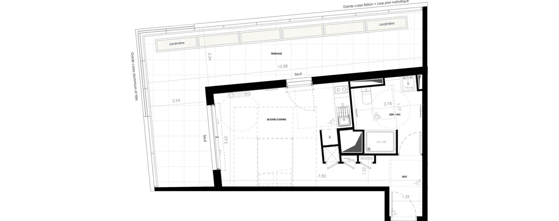 Appartement T1 de 31,08 m2 &agrave; Castries Centre