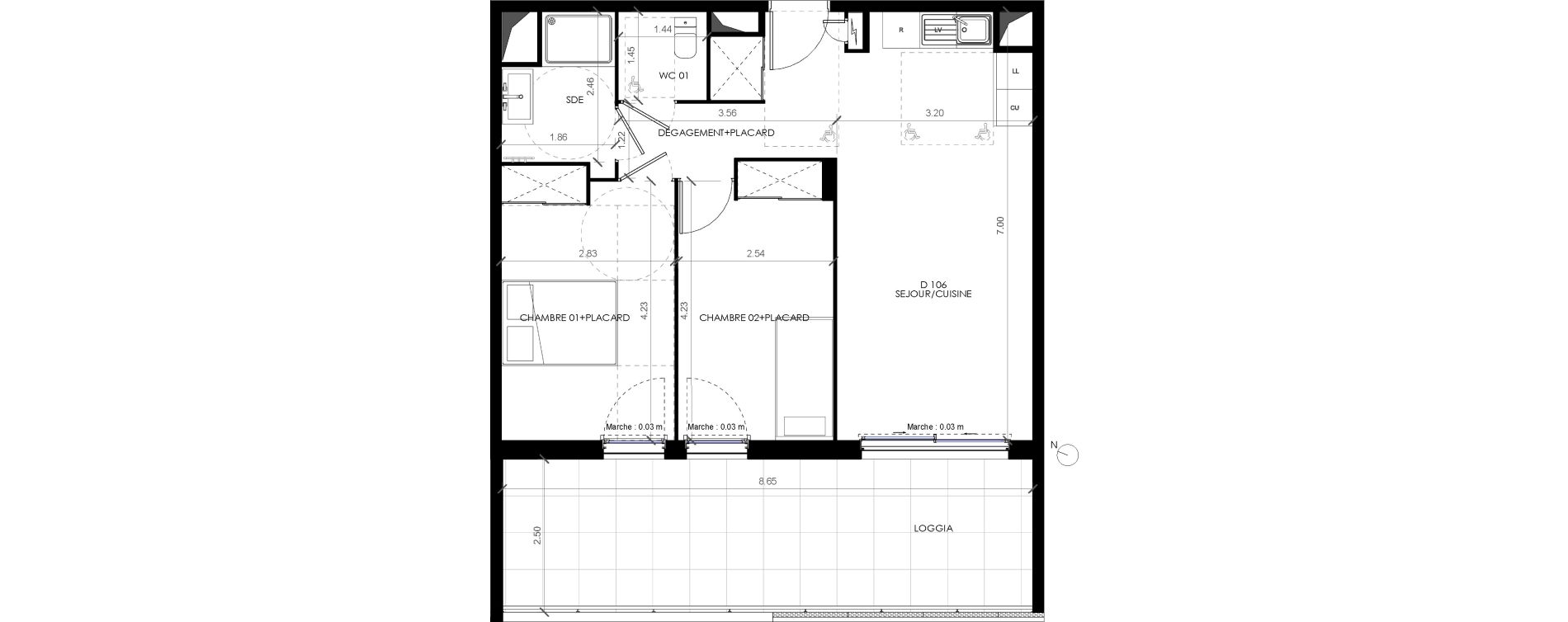 Appartement T3 de 57,80 m2 &agrave; Castries Centre
