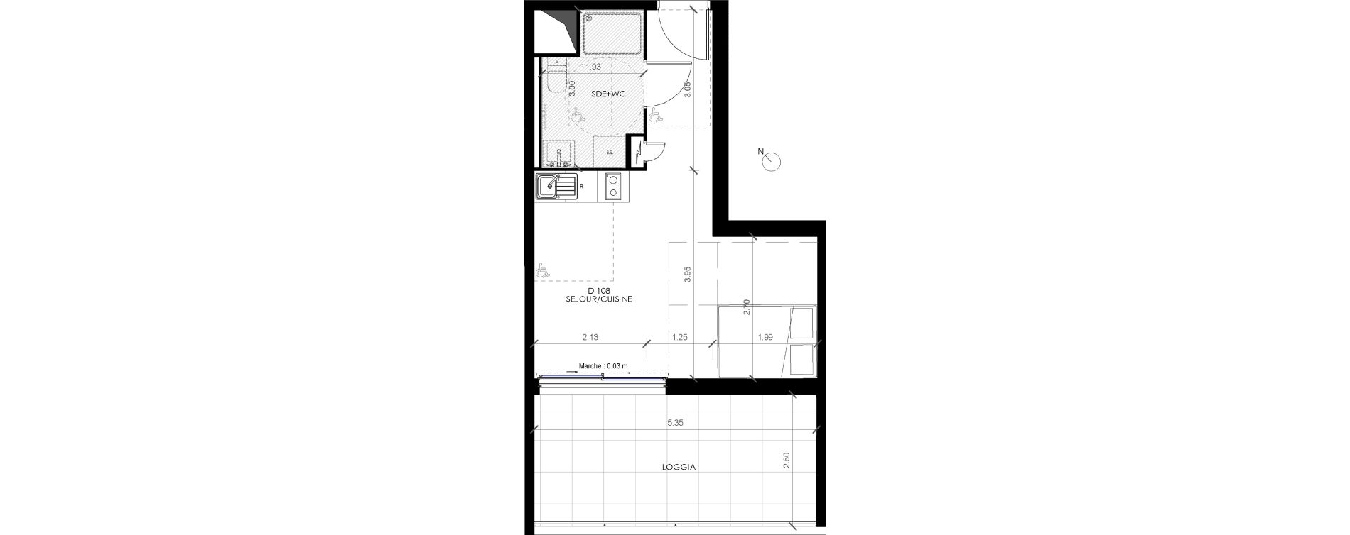 Appartement T1 de 27,50 m2 &agrave; Castries Centre