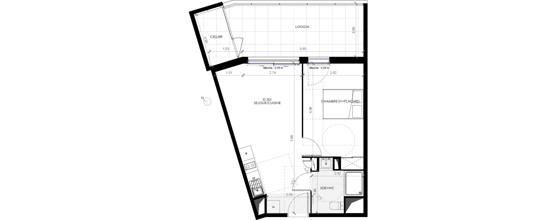 Appartement T2 de 39,50 m2 &agrave; Castries Centre