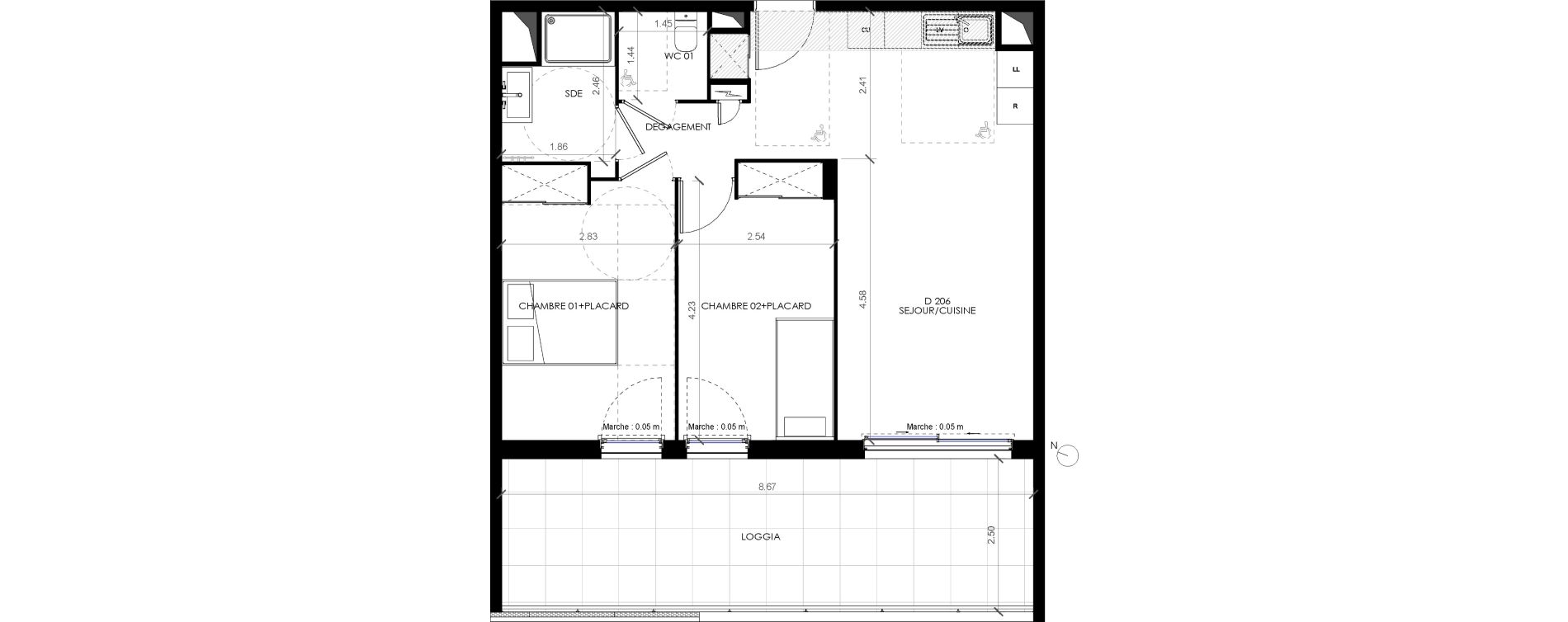 Appartement T3 de 58,10 m2 &agrave; Castries Centre