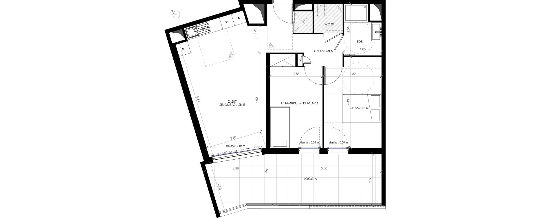Appartement T3 de 60,00 m2 &agrave; Castries Centre