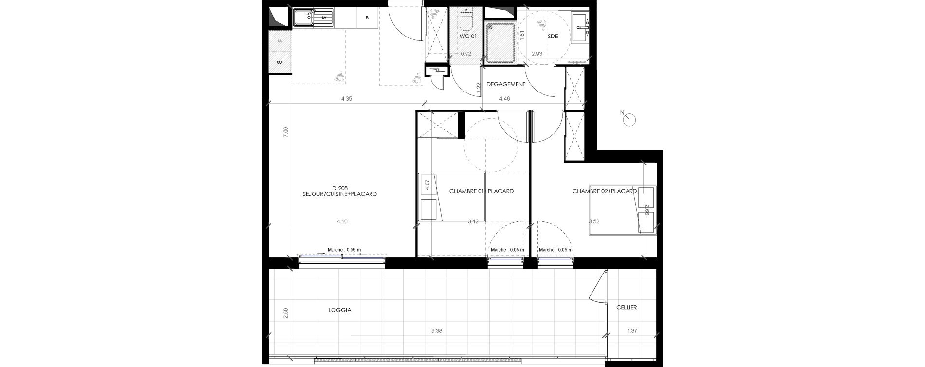 Appartement T3 de 65,10 m2 &agrave; Castries Centre