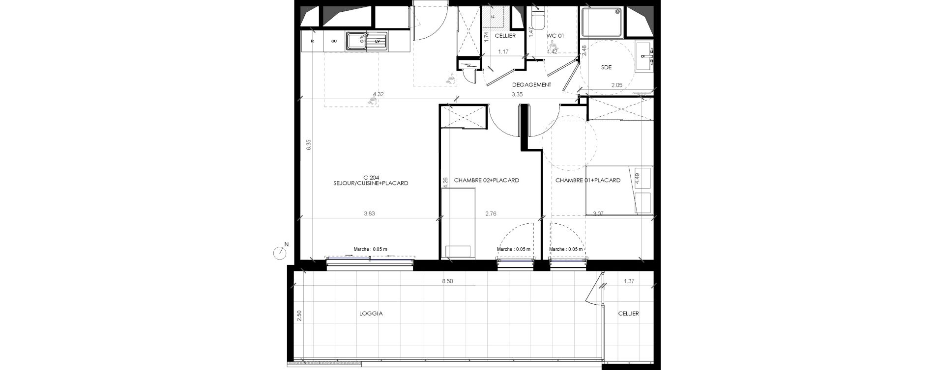 Appartement T3 de 64,30 m2 &agrave; Castries Centre