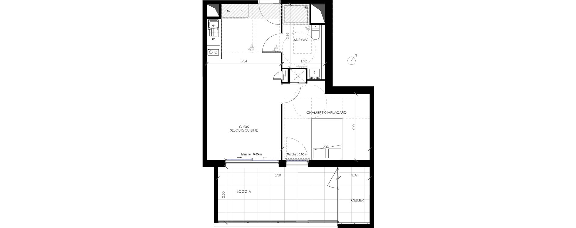 Appartement T2 de 41,70 m2 &agrave; Castries Centre