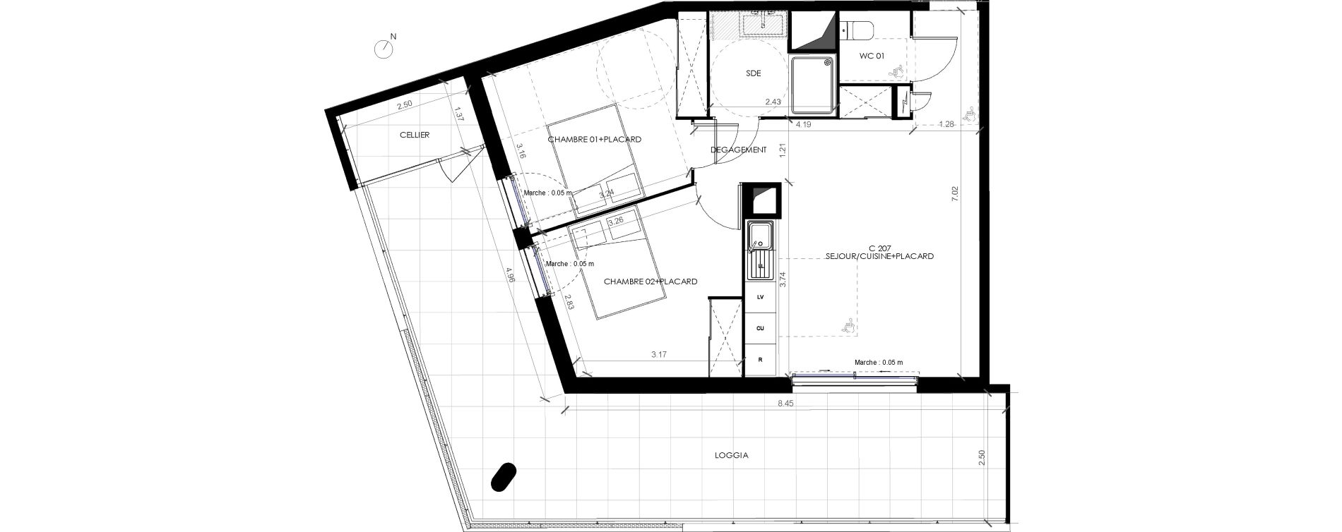 Appartement T3 de 56,90 m2 &agrave; Castries Centre