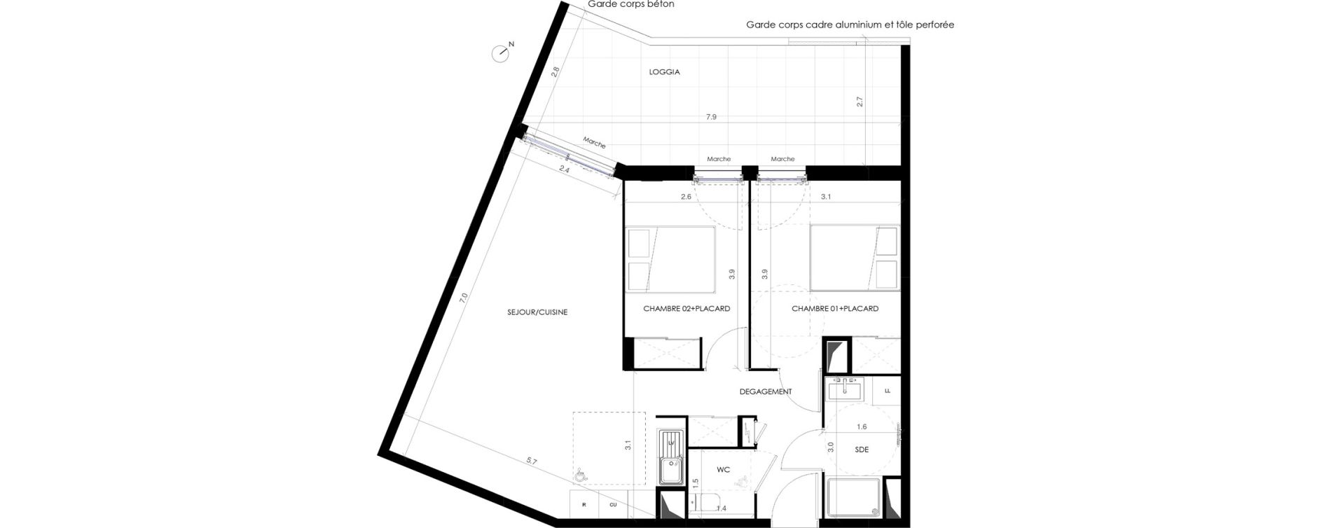 Appartement T3 de 64,10 m2 &agrave; Castries Centre