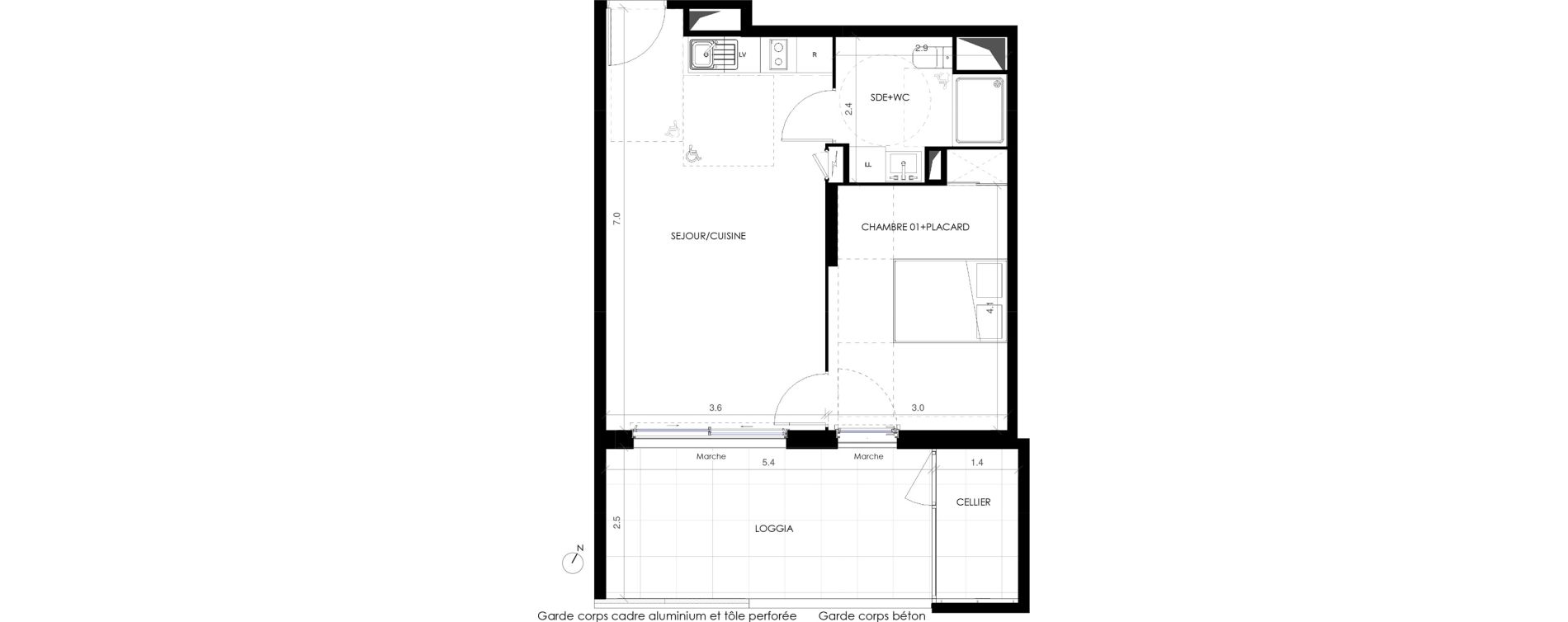 Appartement T2 de 42,70 m2 &agrave; Castries Centre