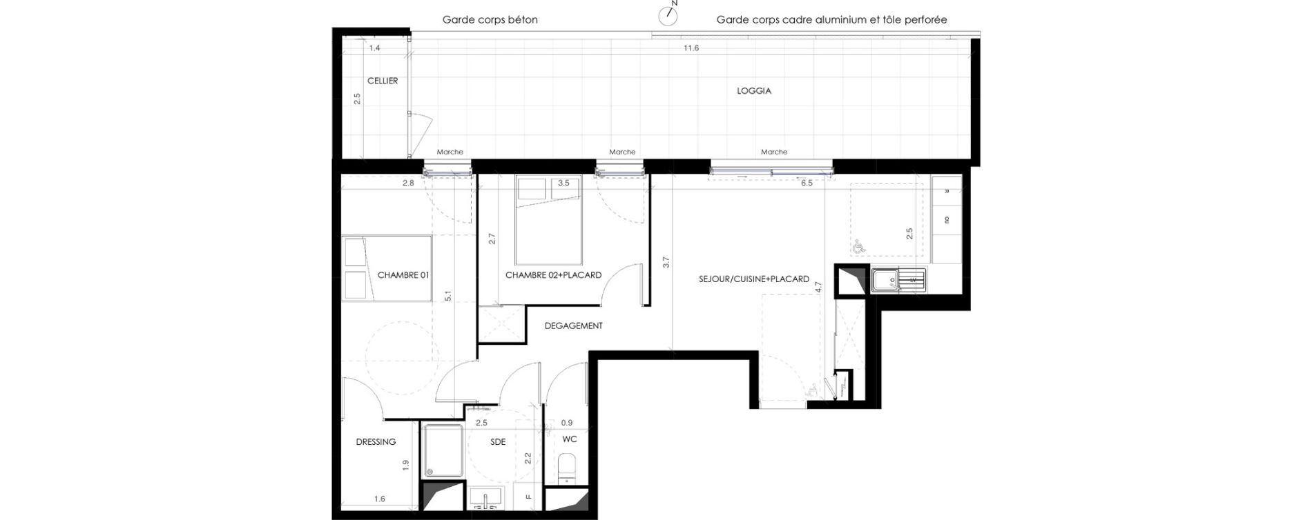 Appartement T3 de 61,60 m2 &agrave; Castries Centre