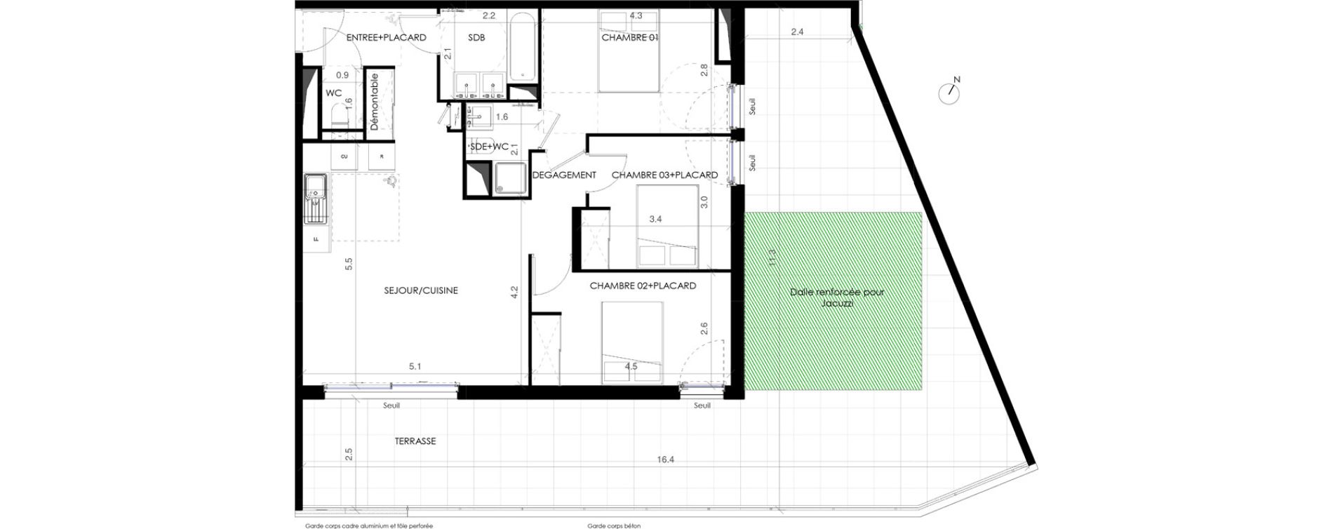 Appartement T4 de 76,90 m2 &agrave; Castries Centre
