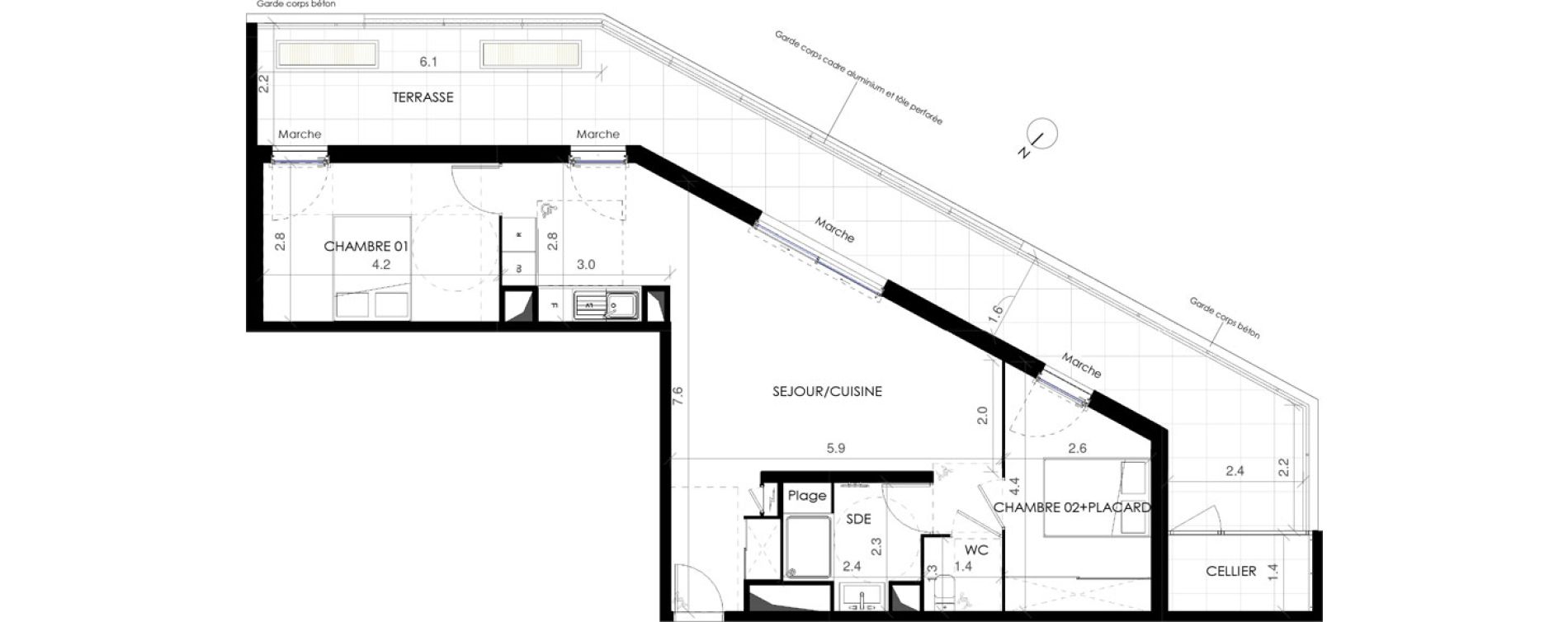 Appartement T3 de 62,10 m2 &agrave; Castries Centre