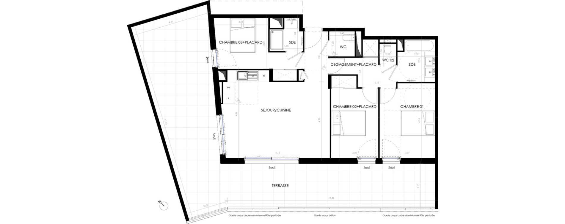 Appartement T4 de 79,90 m2 &agrave; Castries Centre