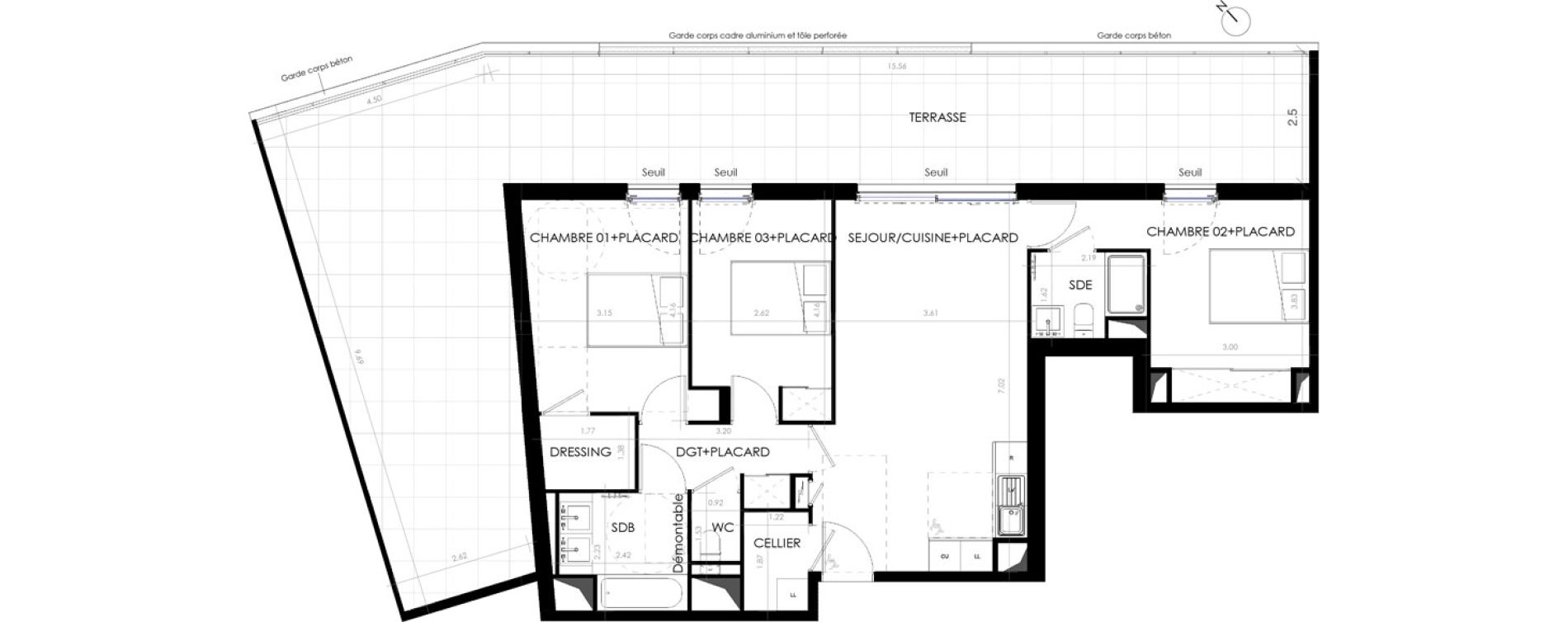 Appartement T4 de 80,10 m2 &agrave; Castries Centre