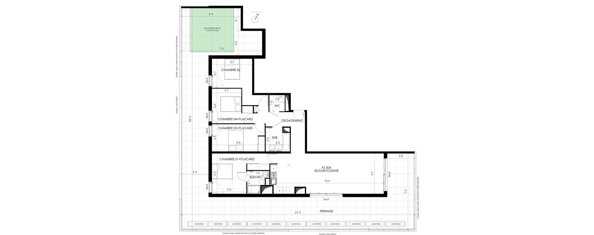 Appartement T5 de 106,70 m2 &agrave; Castries Centre