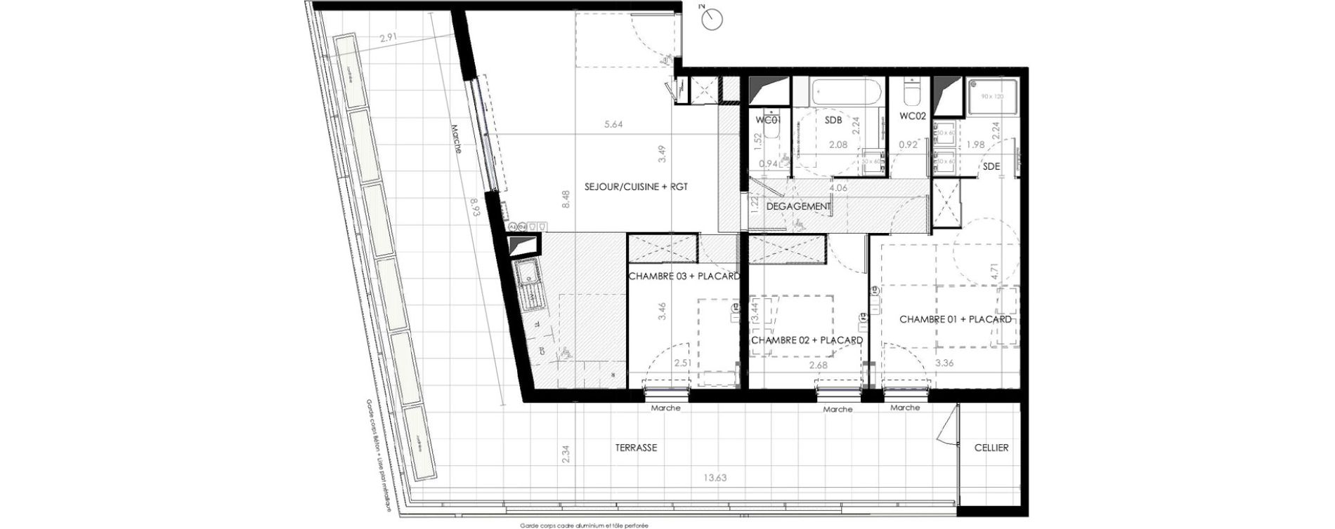 Appartement T4 de 82,20 m2 &agrave; Castries Centre