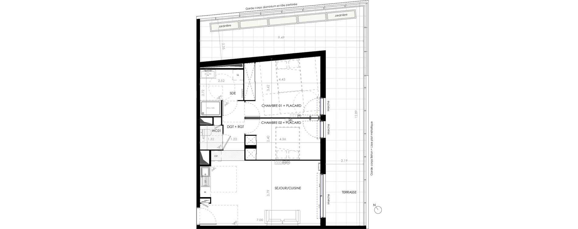 Appartement T3 de 63,40 m2 &agrave; Castries Centre