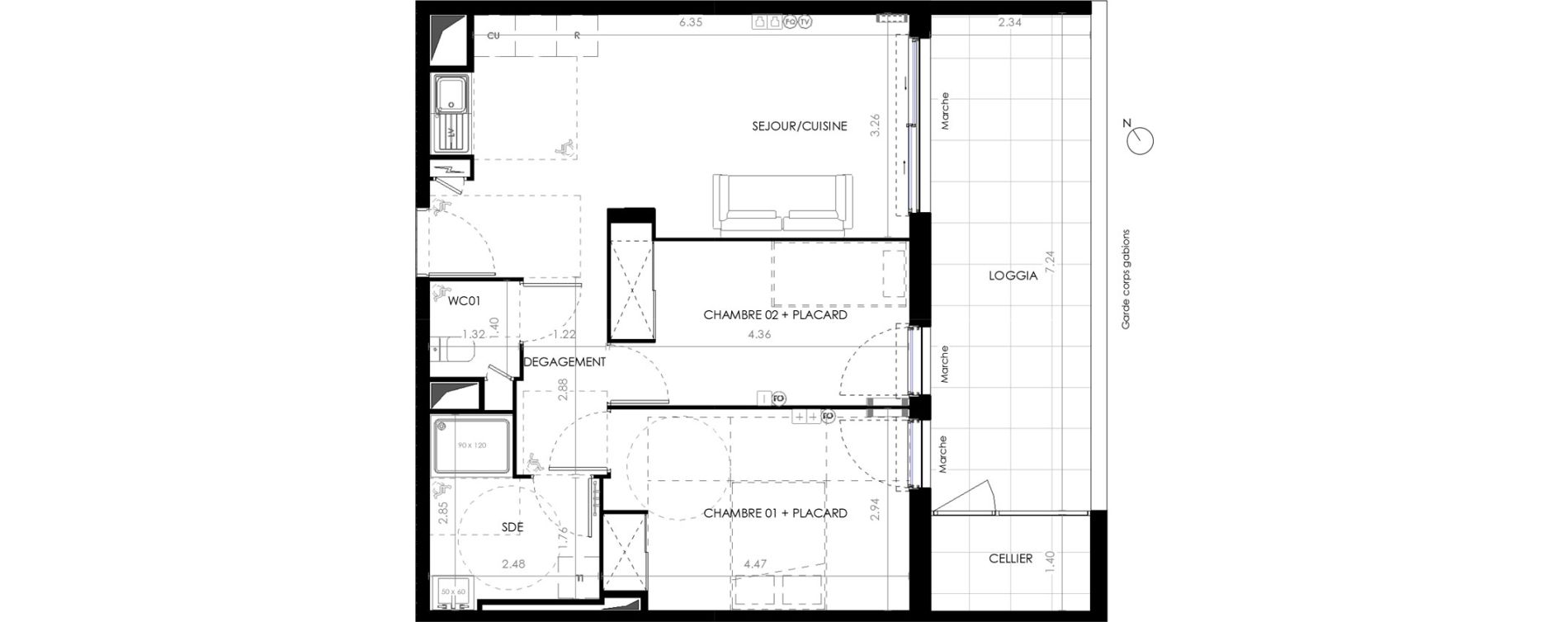 Appartement T3 de 58,00 m2 &agrave; Castries Centre
