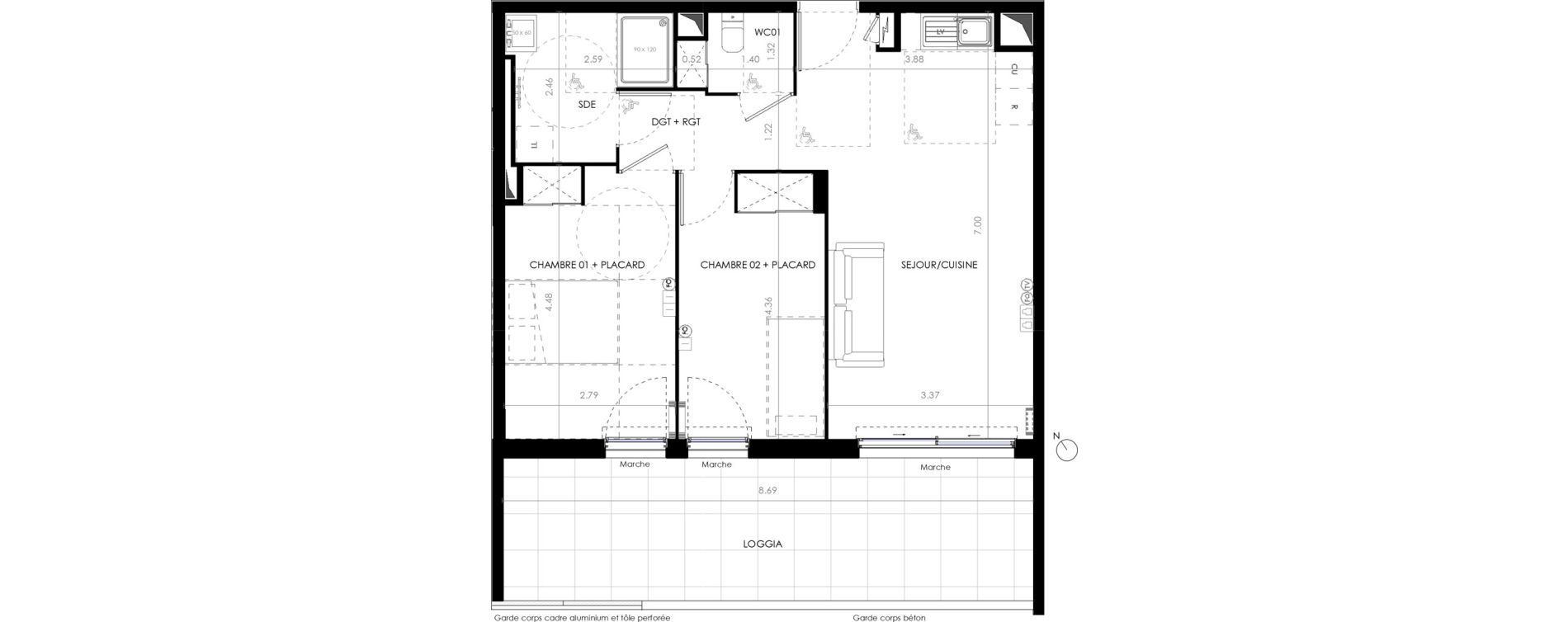 Appartement T3 de 58,00 m2 &agrave; Castries Centre