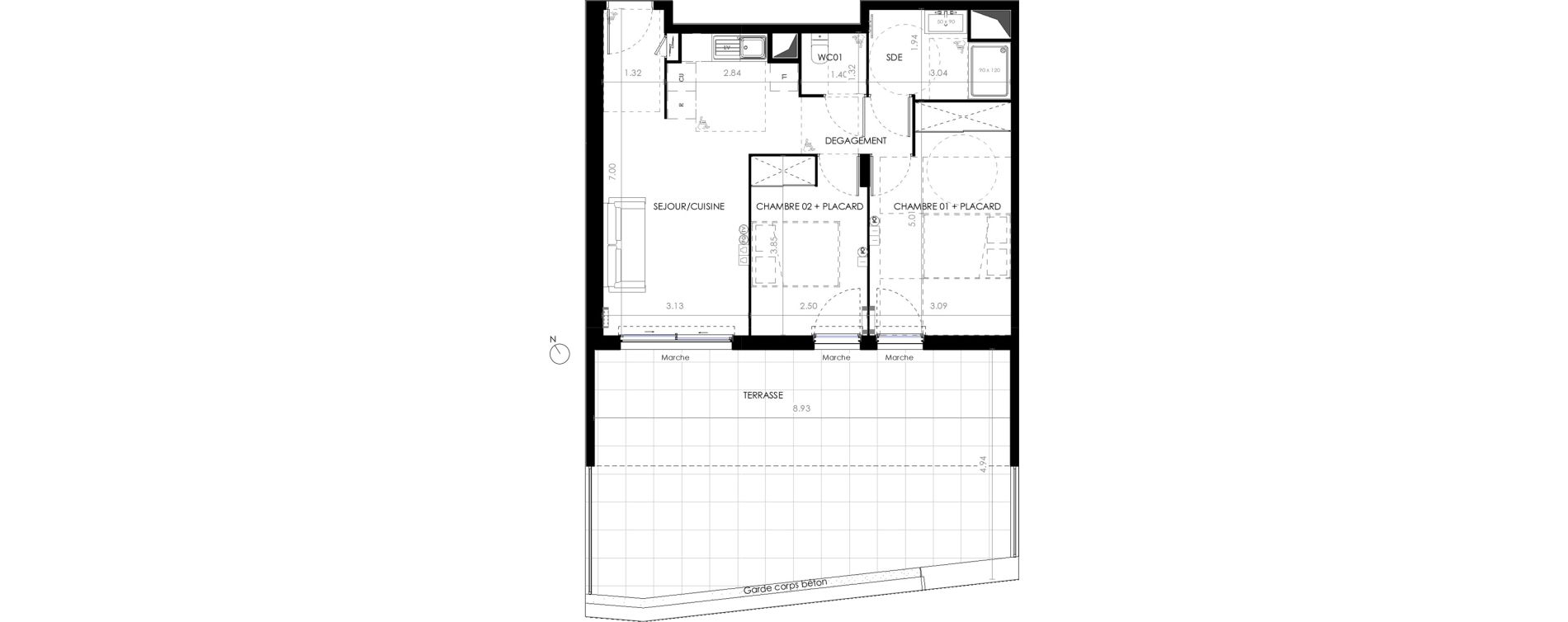 Appartement T3 de 56,80 m2 &agrave; Castries Centre