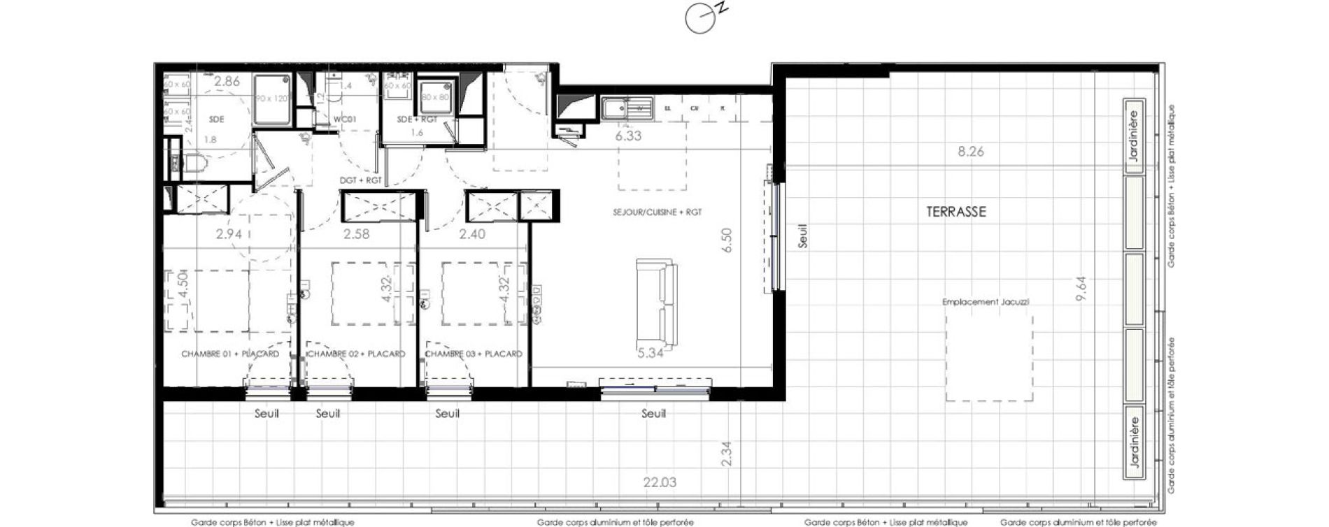 Appartement T4 de 86,40 m2 &agrave; Castries Centre