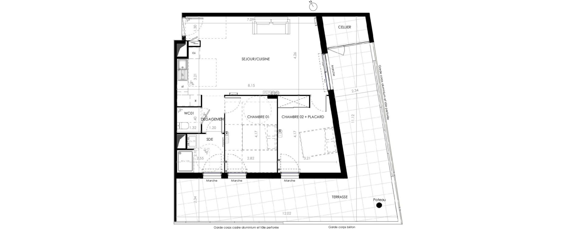 Appartement T3 de 66,80 m2 &agrave; Castries Centre