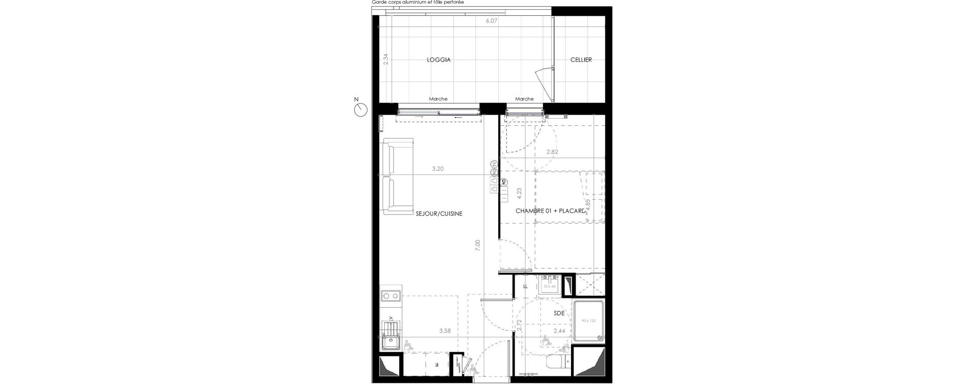 Appartement T2 de 40,30 m2 &agrave; Castries Centre