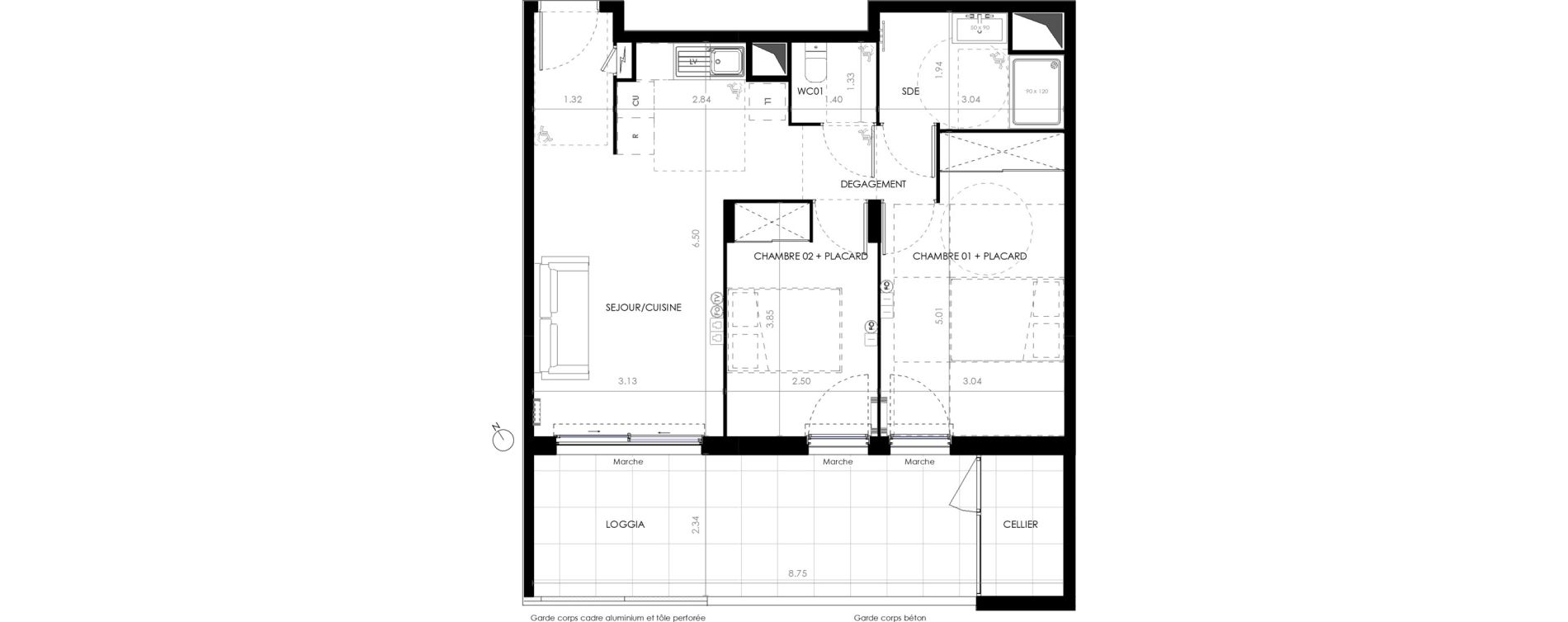 Appartement T3 de 56,70 m2 &agrave; Castries Centre