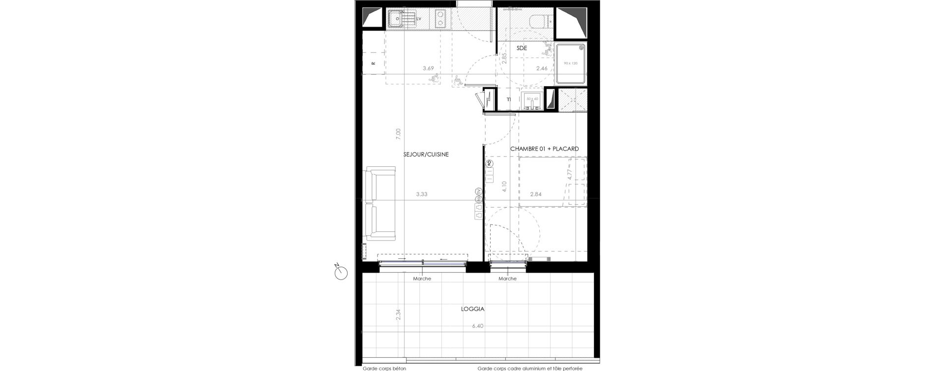 Appartement T2 de 41,30 m2 &agrave; Castries Centre