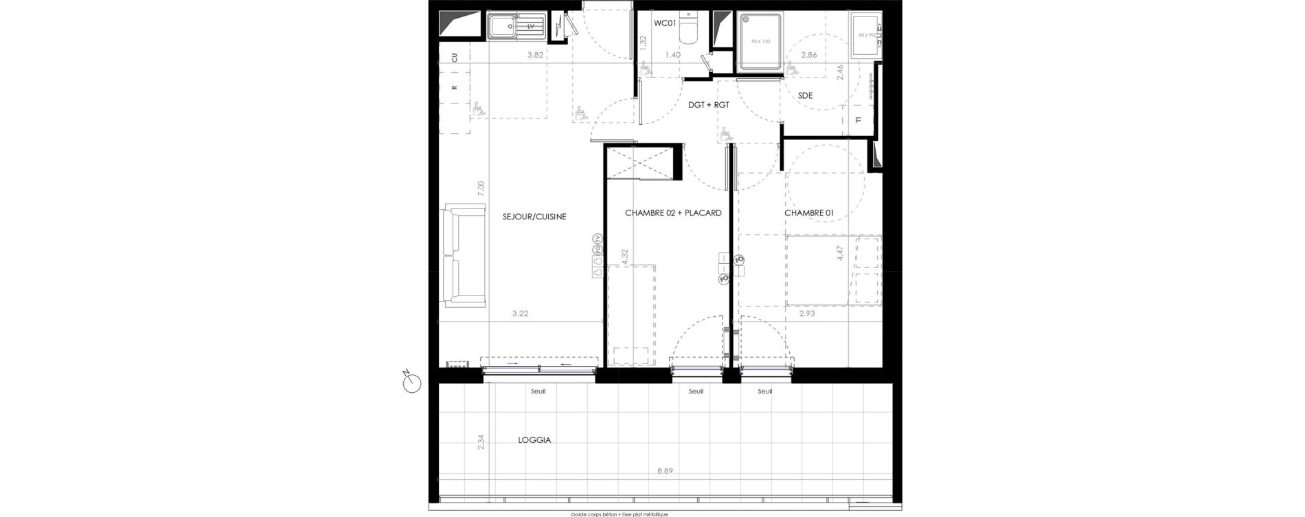 Appartement T3 de 57,60 m2 &agrave; Castries Centre