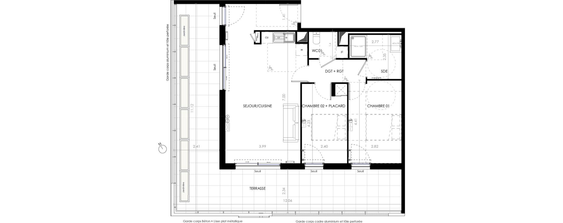 Appartement T3 de 67,70 m2 &agrave; Castries Centre