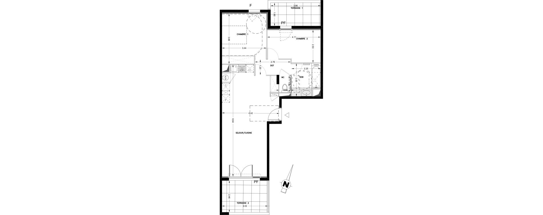 Appartement T3 de 64,17 m2 &agrave; Castries Centre