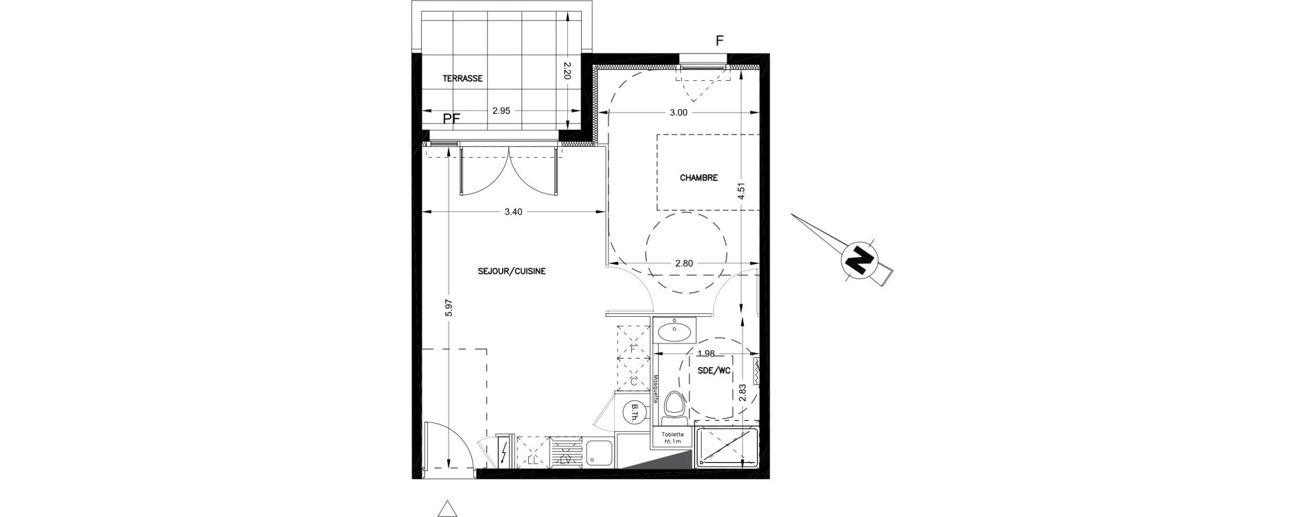 Appartement T2 de 40,06 m2 &agrave; Castries Centre