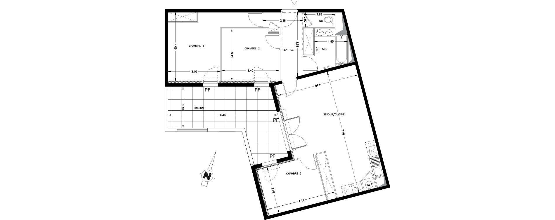 Appartement T4 de 80,24 m2 &agrave; Castries Centre