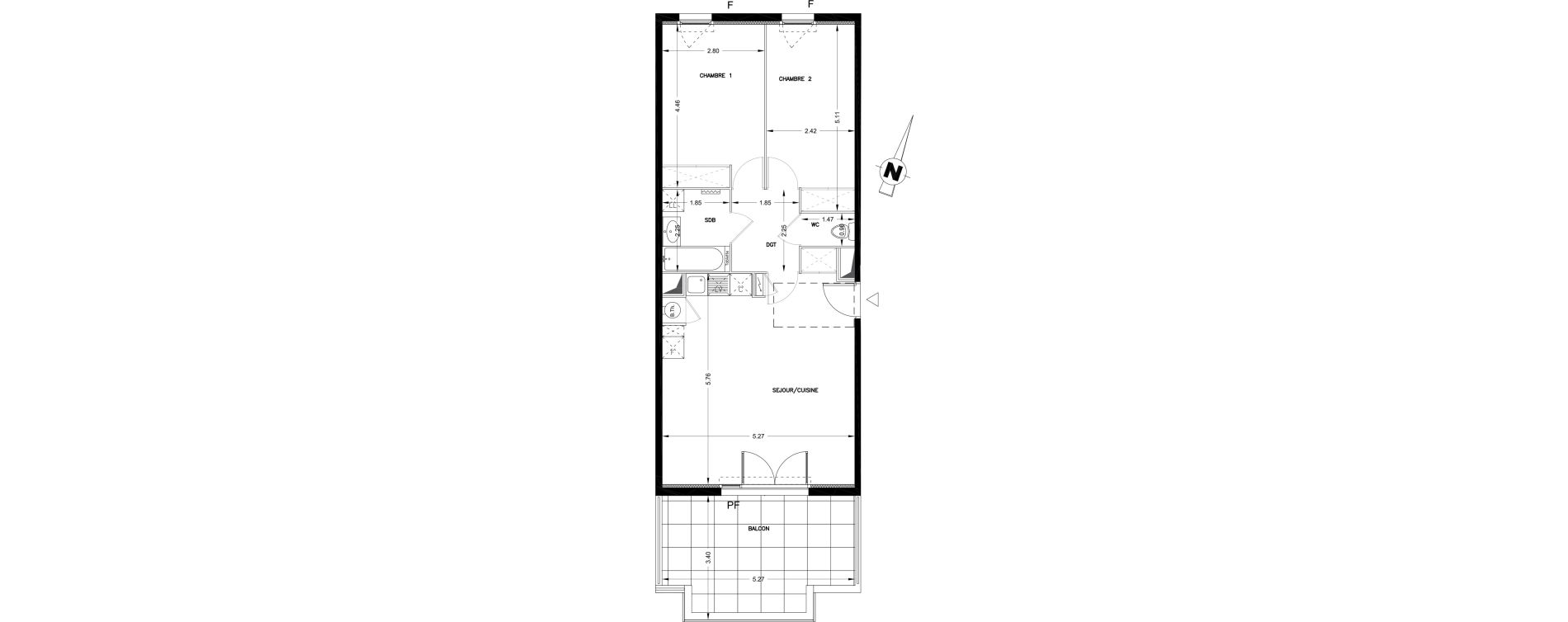Appartement T3 de 64,08 m2 &agrave; Castries Centre