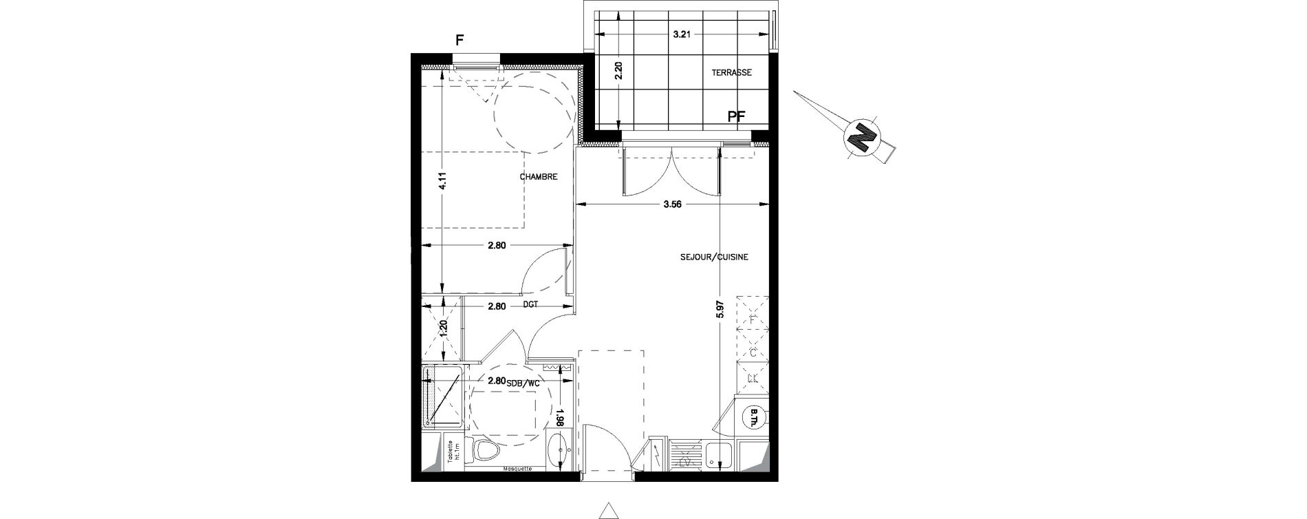 Appartement T2 de 40,75 m2 &agrave; Castries Centre