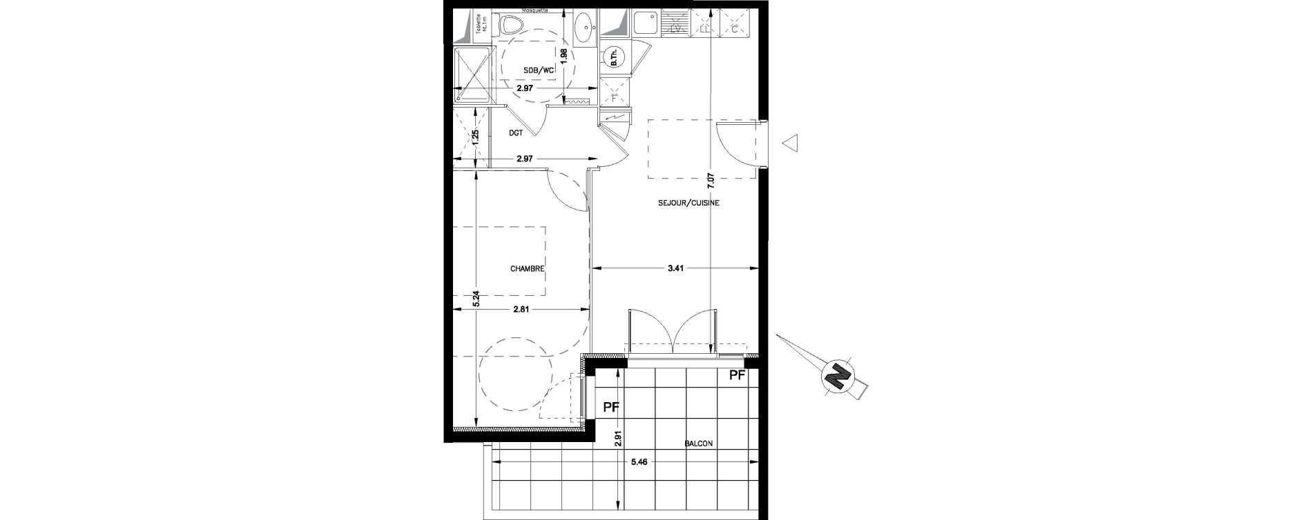 Appartement T2 de 46,60 m2 &agrave; Castries Centre