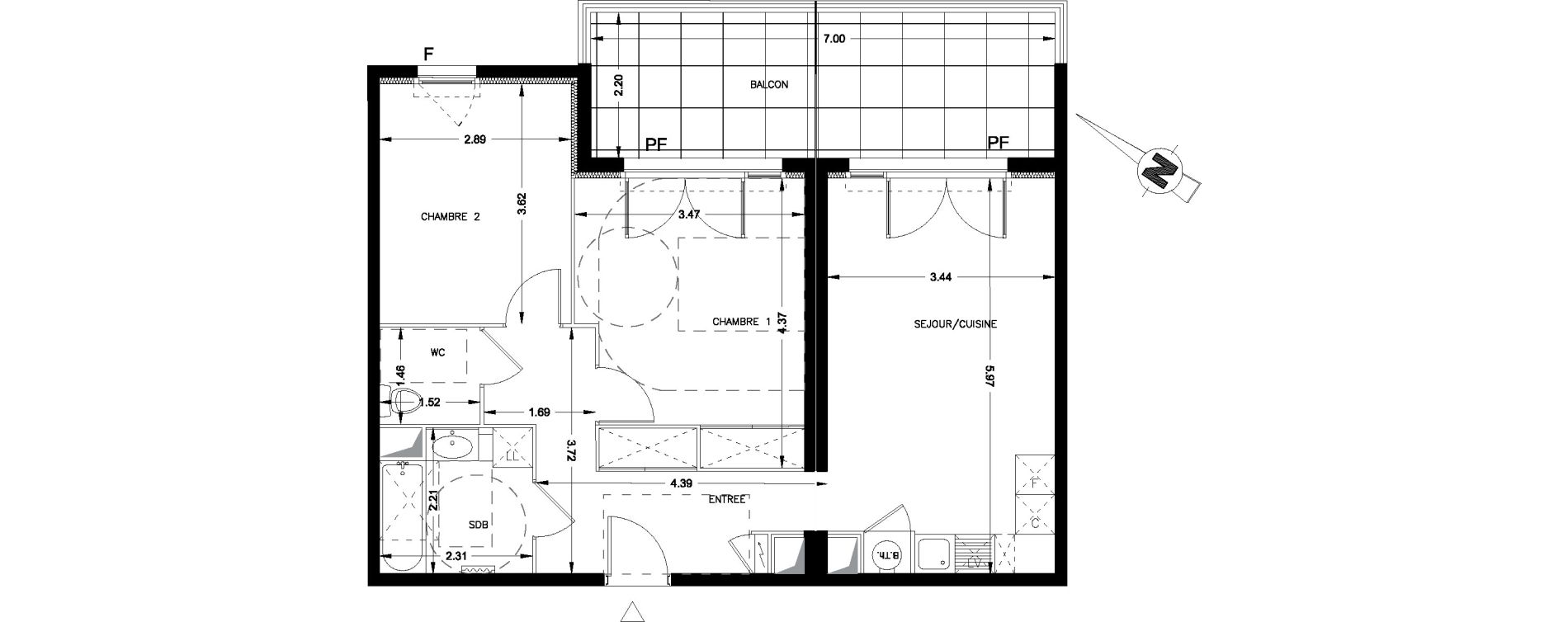 Appartement T3 de 61,05 m2 &agrave; Castries Centre