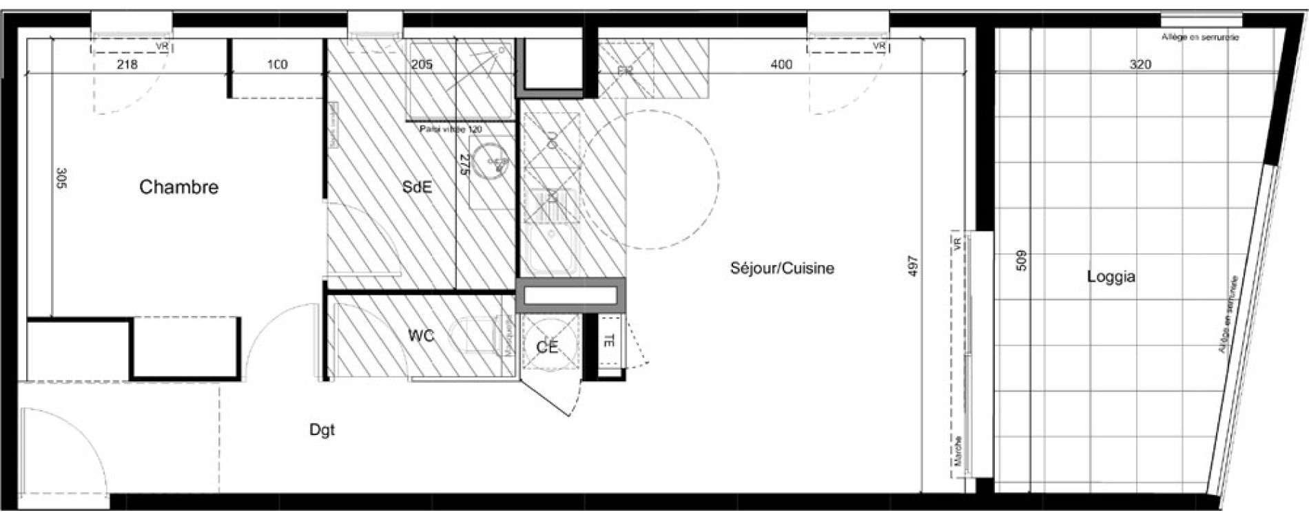 Appartement T2 de 48,90 m2 &agrave; Castries Les saur&egrave;des