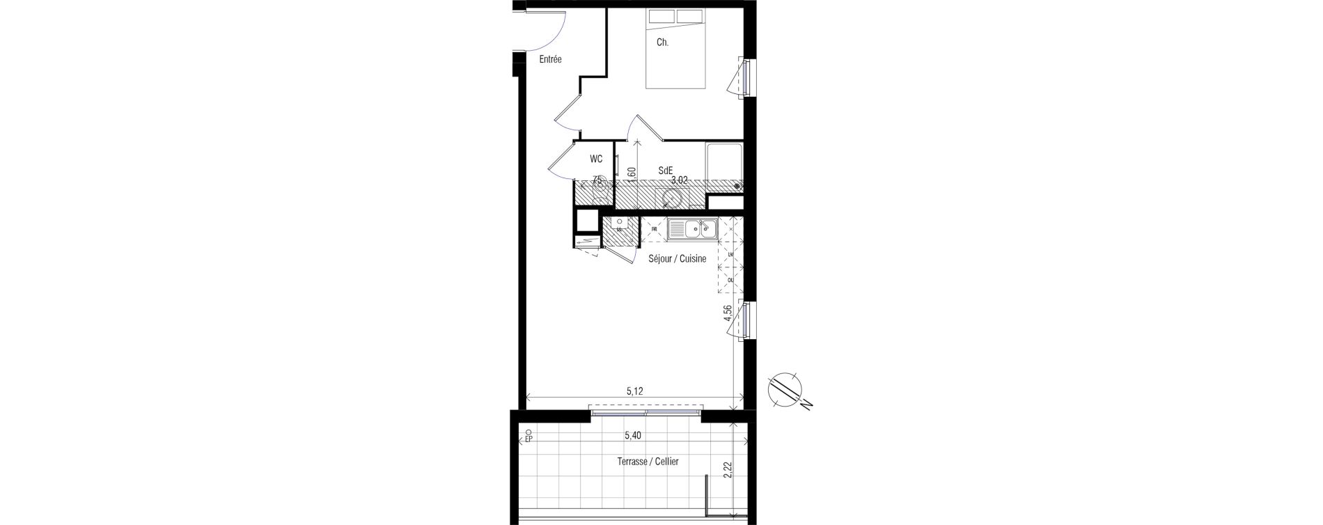 Appartement T2 de 46,30 m2 &agrave; Clapiers Centre