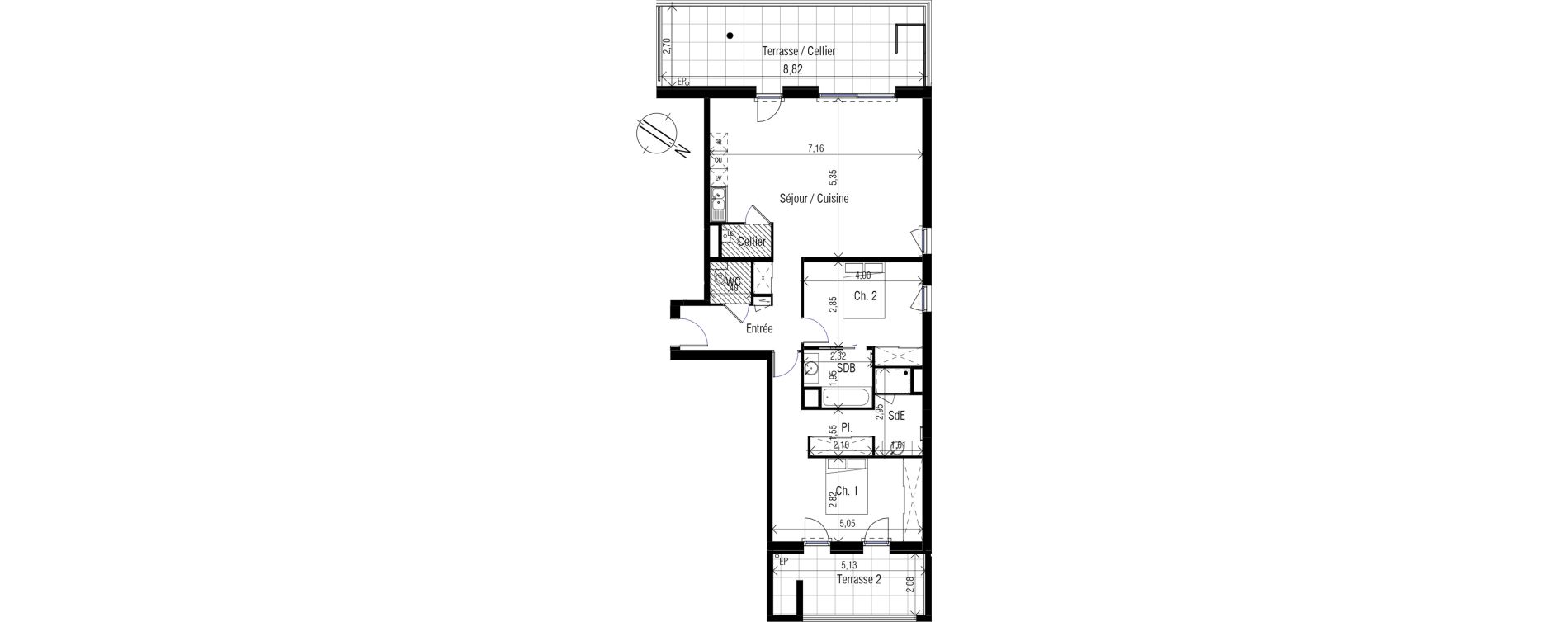 Appartement T3 de 90,30 m2 &agrave; Clapiers Centre
