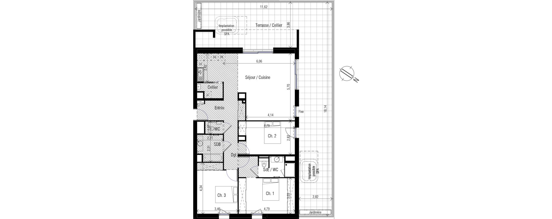 Appartement T4 de 105,95 m2 &agrave; Clapiers Centre