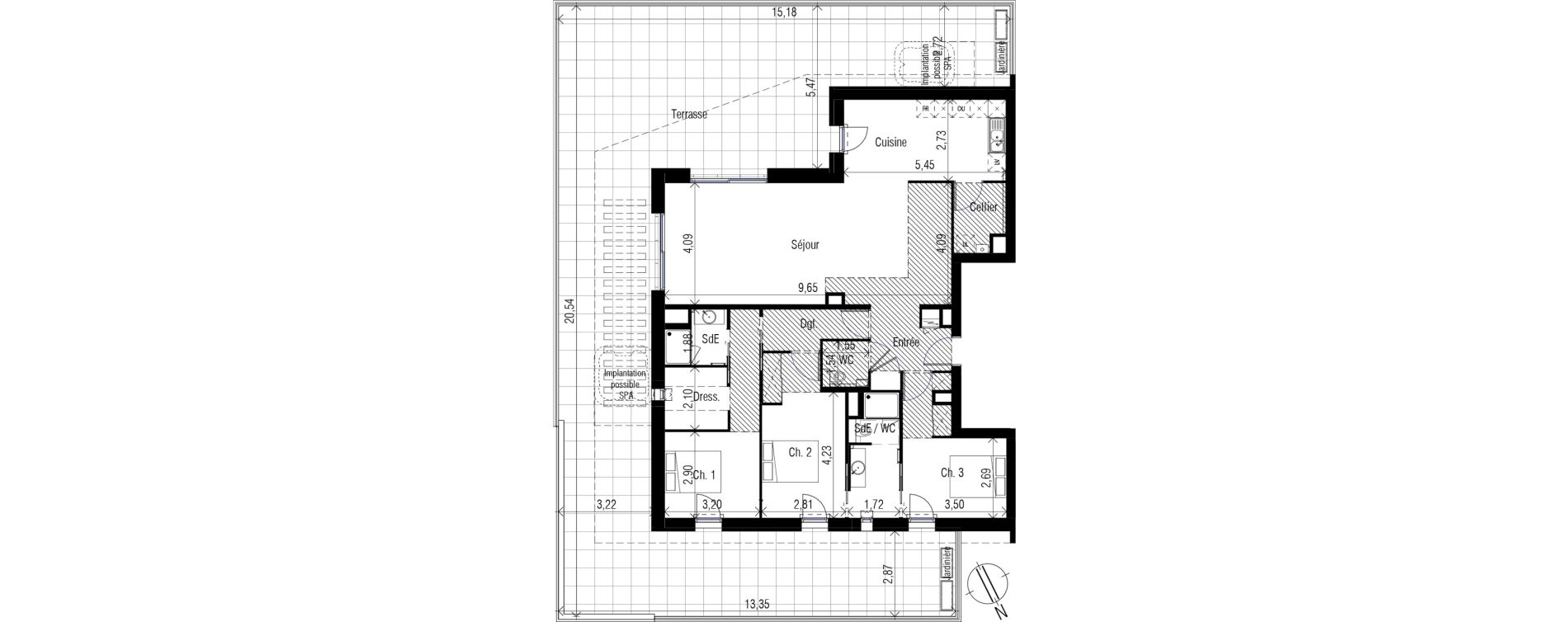 Appartement T4 de 125,25 m2 &agrave; Clapiers Centre