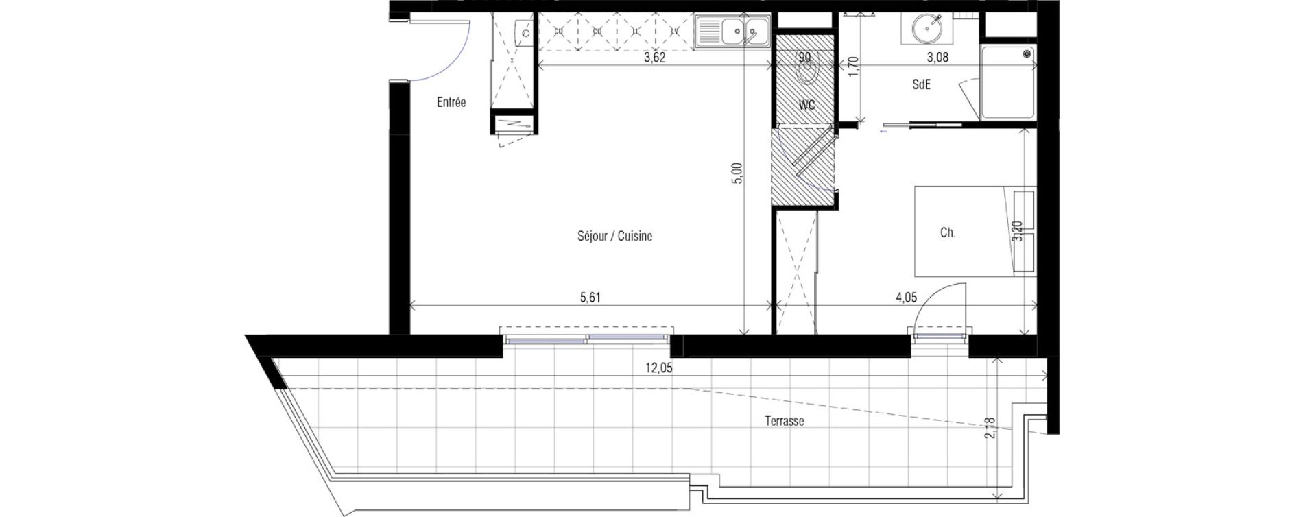 Appartement T2 de 46,40 m2 &agrave; Clapiers Centre