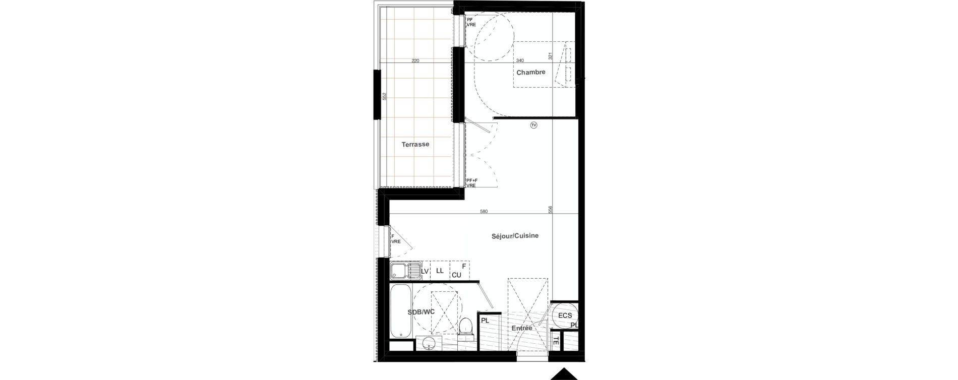 Appartement T2 de 45,06 m2 &agrave; Clapiers Le castelet