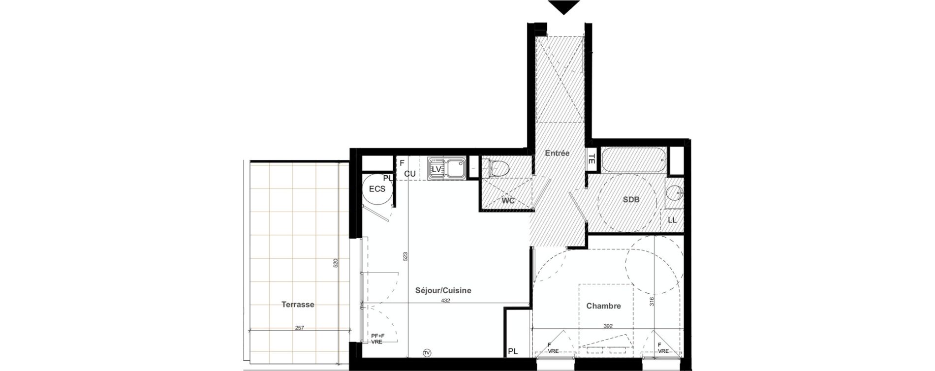 Appartement T2 de 45,74 m2 &agrave; Clapiers Le castelet