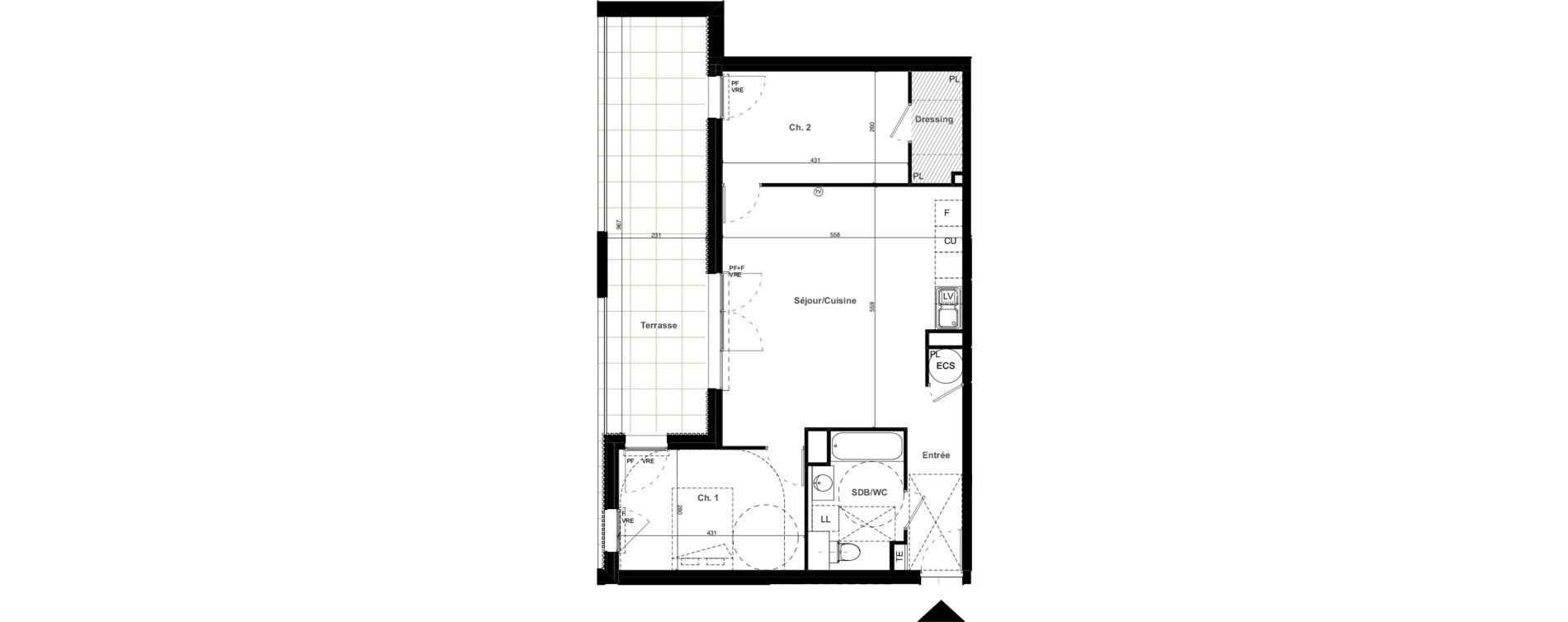 Appartement T3 de 68,75 m2 &agrave; Clapiers Le castelet