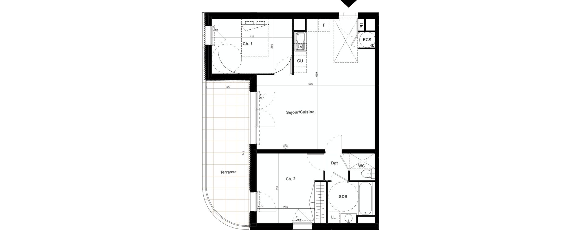 Appartement T3 de 66,30 m2 &agrave; Clapiers Le castelet