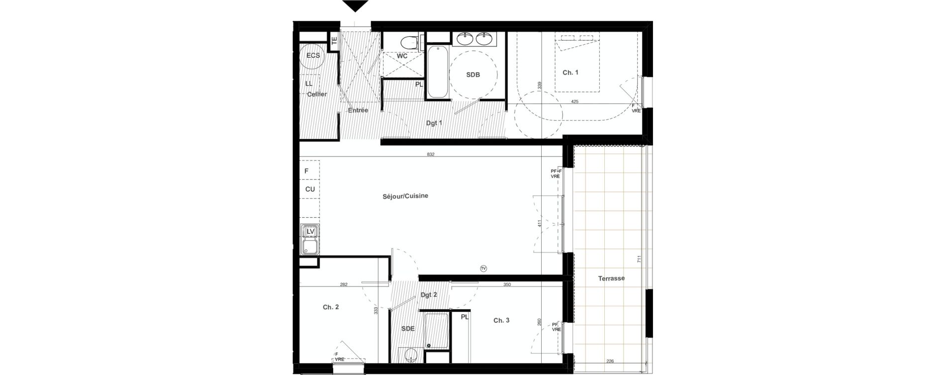 Appartement T4 de 89,68 m2 &agrave; Clapiers Le castelet
